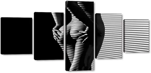 Vista 24 de Lienzo extra grande sexy chica desnuda durmiendo en la cama, arte de pared con marco de madera sexy para mujeres desnudas, obras de arte, arte