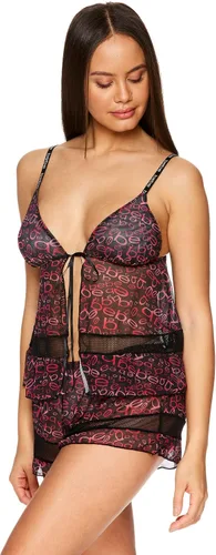 Vista 5 de bebe Ropa de dormir de malla para mujer y lencería corta, conjunto de lencería para mujer de 2 piezas