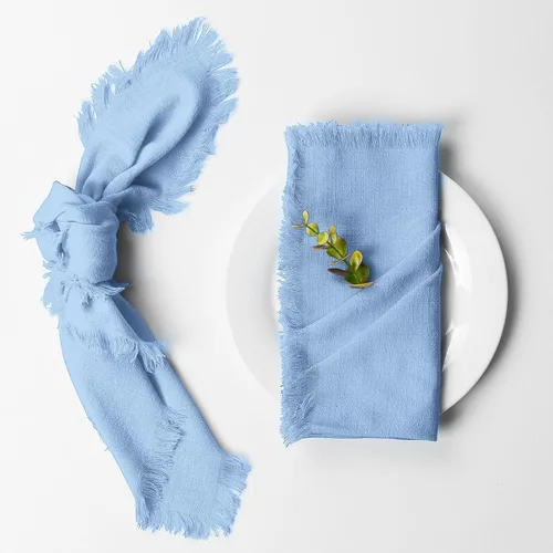 Vista 4 de Juego de 8 servilletas de tela de lino de algodón para el día de San Valentín, servilletas hechas a mano con flecos para bodas elegantes, Navidad
