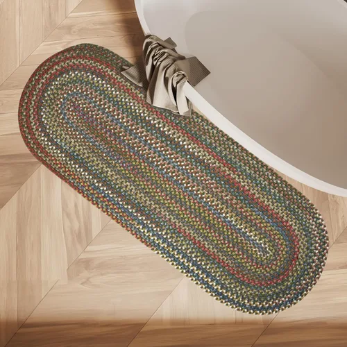Vista 33 de Rhody Rug Country Jewel CJ35 - Alfombra trenzada ovalada de bronce de 2 x 3 pies, decoración del hogar, alfombra de piso o alfombra de dormitorio