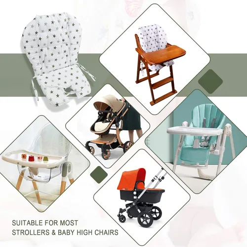 Vista 6 de Kocpudu - Cojín para silla alta, cojín para silla alta, cojín de asiento (estrellas verdes)