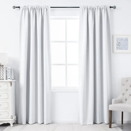 Vista 16 de DUALIFE Cortinas opacas de 45 pulgadas de largo, 2 paneles para ventanas pequeñas de dormitorio, aislamiento térmico, bolsillo para barra, cortinas