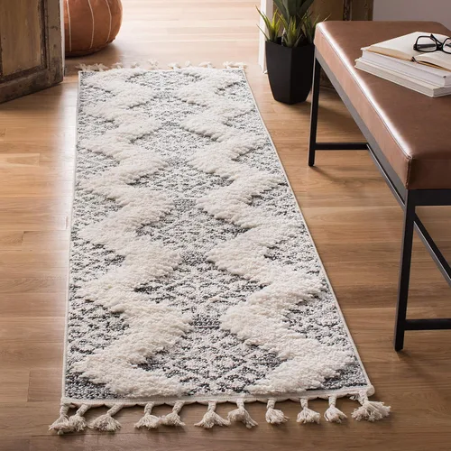 Vista 15 de SAFAVIEH - Alfombra de acento de la colección de borlas marroquíes Shag - 2'3" x 4', marfil y marrón, estilo bohemio, no suelta pelo y de fácil