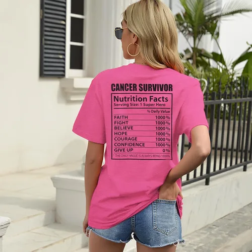 Vista 4 de Cancer Survivor Shirts Women Breast Cancer Awareness Tshirt Pink Ribbon Tee Faith Inspirational Short Sleeve Tops