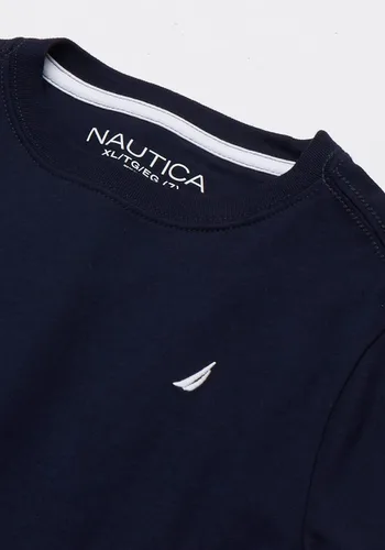 Vista 3 de Nautica boys Short Sleeve Solid Crew Neck T-shirt, Soft, Comfortable, Relaxed Fit
