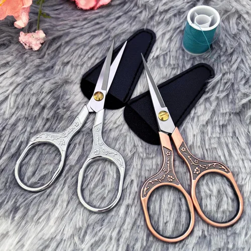 Vista 4 de Tijeras pequeñas y afiladas para cortar cabello, barba, cejas, nariz, vello facial, belleza Tijeras de corte de costura para bordado, tela