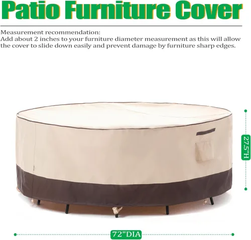 Vista 19 de F&J Outdoors Fundas para muebles de patio, impermeables, resistentes a los rayos UV, tela antidesgarros, cubierta para mesa de exterior, cubierta