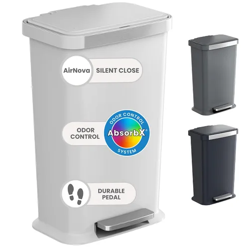 Vista 9 de iTouchless SoftStep 2.0 - Cubo de basura de cocina de 20 galones con absorbente de olores AbsorbX, cubo de basura grande de acero inoxidable