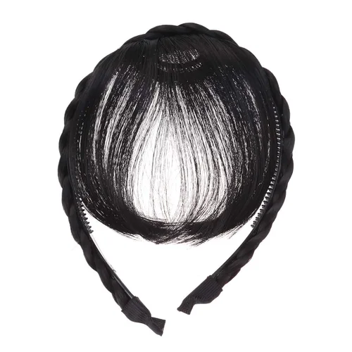 Vista 8 de Extensiones de cabello sintético con flecos, para mujeres y niñas (negro)