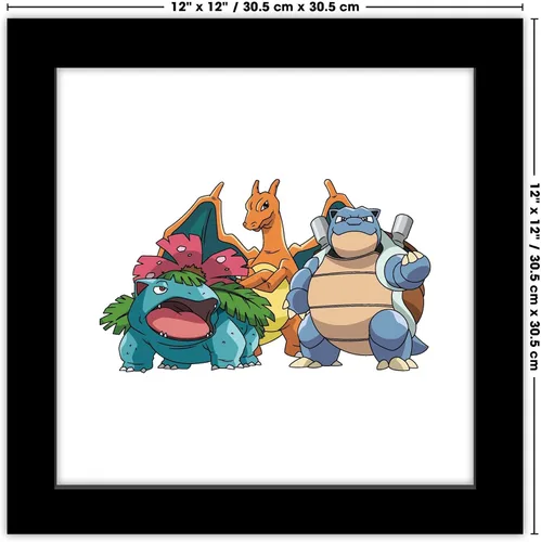 Vista 7 de Gallery Pops Pokemon - Blastoise, Charizard, arte de pared Venusaur, versión enmarcada negra, 12 x 12 pulgadas
