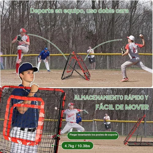 Vista 6 de BaseGoal Dual-Sided Baseball Softball Rebounder Net,33.5x33.5in