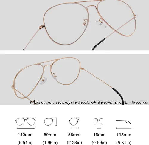 Vista 7 de Teumire Gafas de aviador clásicas para hombres y mujeres, lentes transparentes sin receta con marco de metal