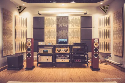 Vista 6 de (Paquete de 2) — Panel acústico de absorción de sonido y difusión para esquinas de techo, trampa de bajos «Triángulo-REDONDOS» de espuma acústica