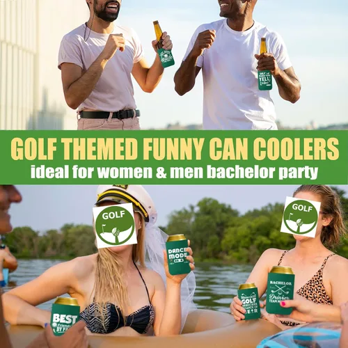 Vista 2 de Enfriador de latas de golf, despedidas de soltero de golf para mujeres y hombres, aislante de neopreno para cerveza acogedora a granel para bodas