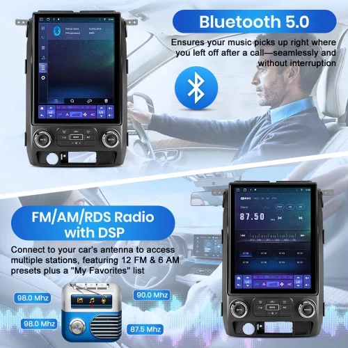 Vista 8 de Android [4GB+64GB] Radio de coche estéreo TS18 para Ford F150 2009-2012 con cámara de visión trasera