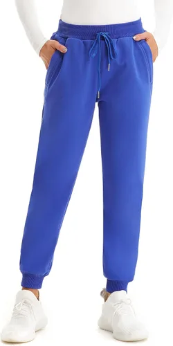 Vista 16 de MOUEEY Pantalones deportivos súper cálidos con forro de sherpa para mujer, pantalones deportivos de forro polar con bolsillos con cremallera