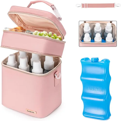 Vista 15 de Bolsa enfriadora de leche materna con bolsa de hielo para 6 biberones de hasta 9 onzas