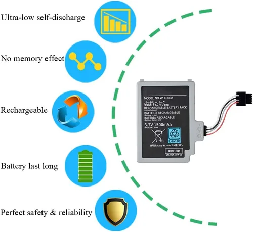 Vista 4 de OSTENT 37V 1500mAh Rechargeable Battery Pack Replacement for Nintendo Wii U Gamepad