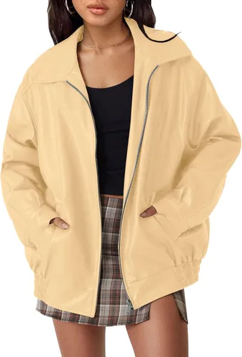 Vista 14 de AUTOMET Chaqueta de piel sintética de gran tamaño para mujer para otoño e Verde Armada (ArmyGreen)