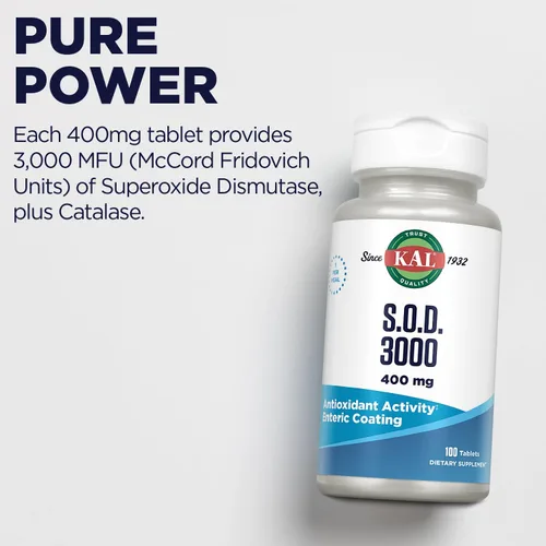 Vista 6 de KAL S.O.D. 3000 Suplemento antioxidante de 400 mg, superóxido dismutasa (SOD), fuente de hígado de res, soporte súper antioxidante, revestimiento