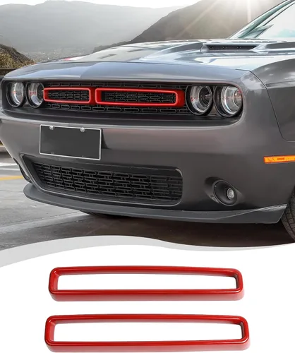 Vista 10 de Hoolcar Front Grille Radiator Grille Insert Cover Grillwork Trim Compatible with Dodge Challenger 2015-2025+, Exterior Accessories, Black, 2pcs Negro