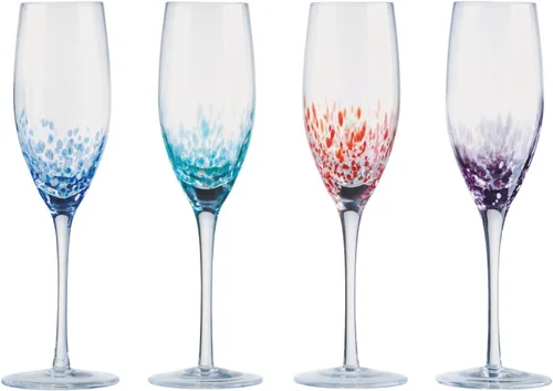 Vista 5 de Speckle - Copas de champán hechas a mano, vajilla perfecta para bodas y celebraciones, 8.5 onzas, multicolor, juego de 4 elegantes copas de champán