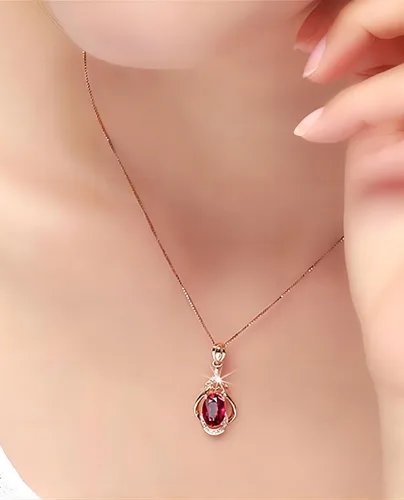 Vista 2 de Kim Carrey 18K Rose Gold Women's Necklace Natural Stone Gem Necklaces for Women Elegant Necklaces for Women Women's Jewelry Giftt