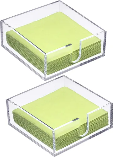 Vista 5 de Servilletero acrílico para mesa de cóctel, servilleta transparente para bebidas, cuadrado, rectangular, para cena, cocina, baño, restaurante, bar