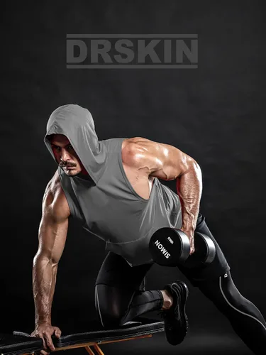 Vista 7 de DRSKIN Paquete de 2 o 1 camiseta sin mangas con capucha para hombre, culturismo, corte muscular, sin mangas, para entrenamiento de gimnasio