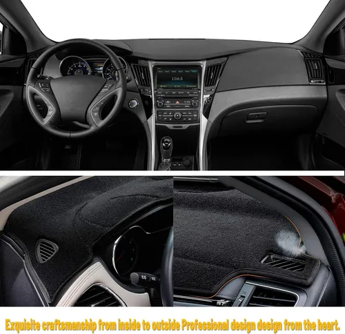 Vista 10 de Tapete antideslizante para tablero de instrumentos compatible con Hyundai Sonata 2011, 2012, 2013, 2014, Sonata 8, protector solar (borde negro)