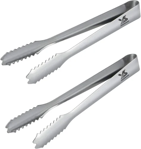 Vista 9 de MSY BIGSUNNY Pinzas de hielo de 7 pulgadas para cubo de hielo, pinzas pequeñas de acero inoxidable grueso, pinzas de metal pulido espejo