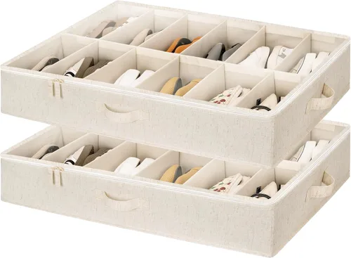 Vista 12 de StorageWorks Organizador de zapatos para armario, con capacidad para hasta 24 pares, juego de 2 contenedores de almacenamiento de zapatos debajo