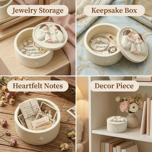 Vista 6 de Forever Friends - Caja de recuerdo de resina para guardar joyas, baratija, caja decorativa de recuerdo de amistad, regalo sentimental para mujeres