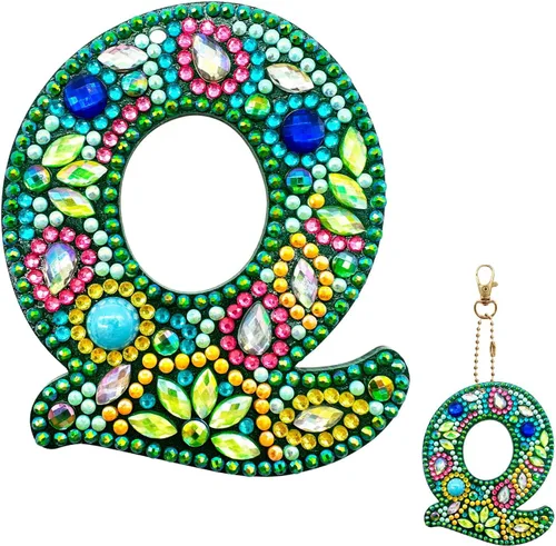 Vista 7 de YOYA Llaveros de Pintura de Diamantes de Doble Cara 5D Letras Kit de Llaveros de Pintura de Diamantes DIY Taladro Completo Arte de Diamantes