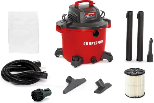 Vista 14 de CRAFTSMAN CMXEVBE18595 - Aspiradora húmeda y seca de 16 galones, 6.5 HP de potencia máxima, aspiradora de taller resistente húmeda y seca