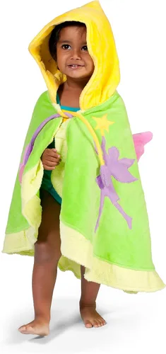 Vista 3 de Kidorable Green Fairy - Toalla con capucha de algodón para niñas con divertidas alas de hadas y flores
