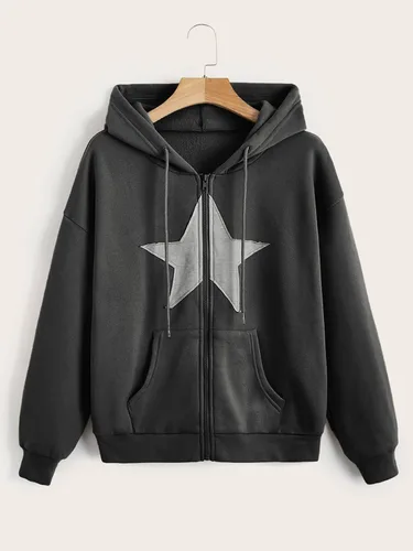 Vista 5 de SOLY HUX Women's Zip Up Y2k Hoodies Jacket Star Print Graphic Drawstring Long Sleeve Sweatshirt