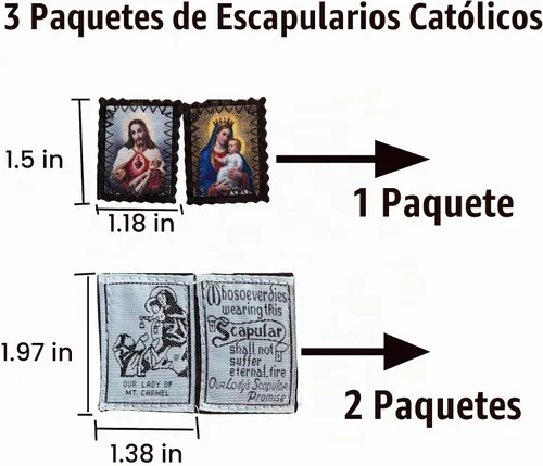 Vista 5 de Escapularios católicos, paquete de 3 Escapularios Católicos, Escapularios Católicos, Escapulario Católico Regalo para Mujeres Ma-Regalo religioso