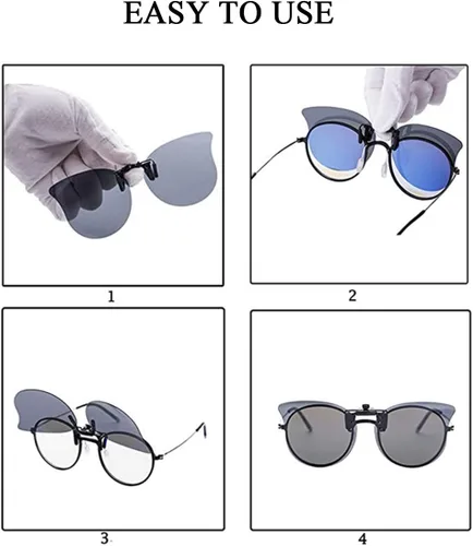 Vista 5 de Gafas de sol polarizadas con clip de ojo de gato, antirreflejos, protección UV, gafas de sol de gran tamaño sobre gafas graduadas