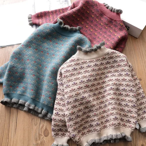 Vista 5 de Camisetas para bebé niña, suéter con mangas de suéter, ropa de una niña larga con fondo largo para niñas de bebé simple
