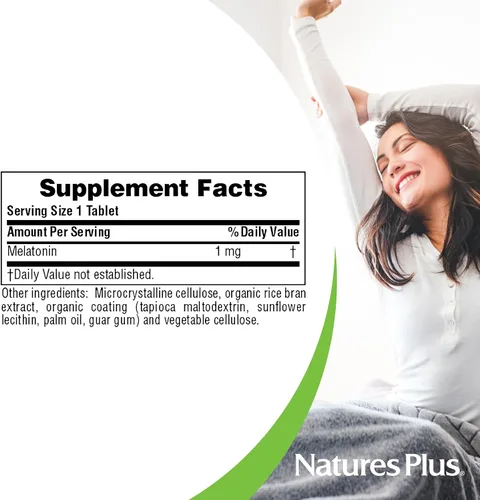 Vista 4 de NaturesPlus Melatonina 1 mg - 90 tabletas de acción rápida - Apoya el sistema inmunológico saludable y la agudeza mental - Vegano, sin gluten - 90