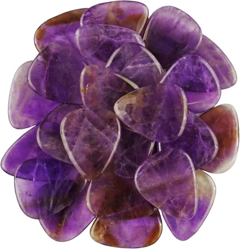 Vista 18 de Púa de Guitarra o Bajo de Piedra Amatista - Calibre Ultra Pesado de 3.0 mm - Forma 351 - Púa Exótica Artesanal de Gema Especial - 1 Paquete