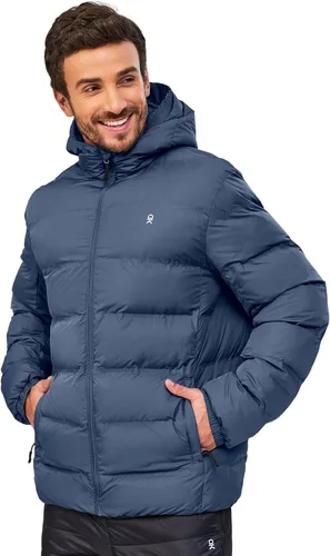 Vista 8 de Little Donkey Andy Men's Puffer Jacket Lightweight Warm Winter Coat With 4 Pockets Full Zip Windproof Insulated Hooded Jacket