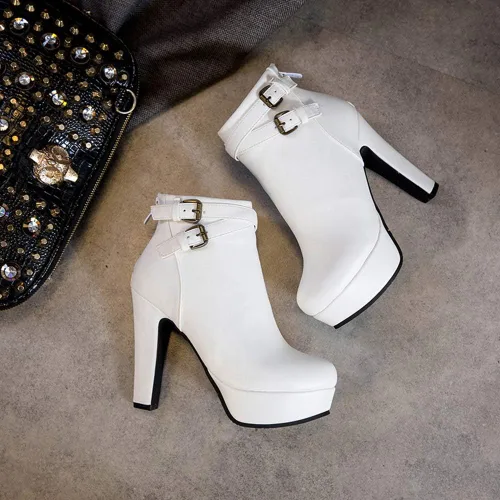 Vista 11 de Scaoruki Zapatos de otoño de moda para mujer, botines de tacón de bloque