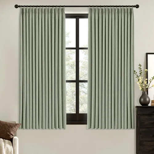Vista 45 de MIULEE - Cortinas de lino beige con pliegues a presión 100% opacas para dormitorio, cortinas de ventana con memoria y bloqueo de luz para oscurecer