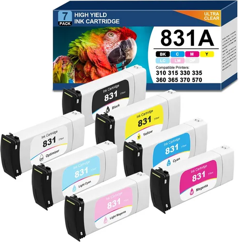 Vista 16 de 728 cartuchos de tinta F9J68A F9K17A F9K16A F9K16A F9K15A compatibles con impresoras de trazador de gran formato HP T830 MFP T730, 10.1 fl oz, negro