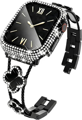 Vista 13 de KADES Bling Four-Leaf Clover Band for Apple Watch Bands Women's Wear Starlight/Iridescent