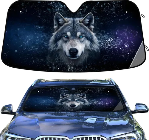 Vista 6 de Parasol para parabrisas de automóvil de tiburón para ventana delantera, accesorios interiores para automóvil SUV