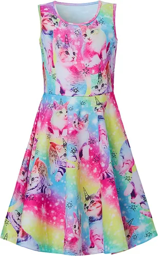Vista 18 de BFUSTYLE - Vestido de verano sin mangas con estampado floral para niñas de 4 a 15 años Regreso a la escuela 01