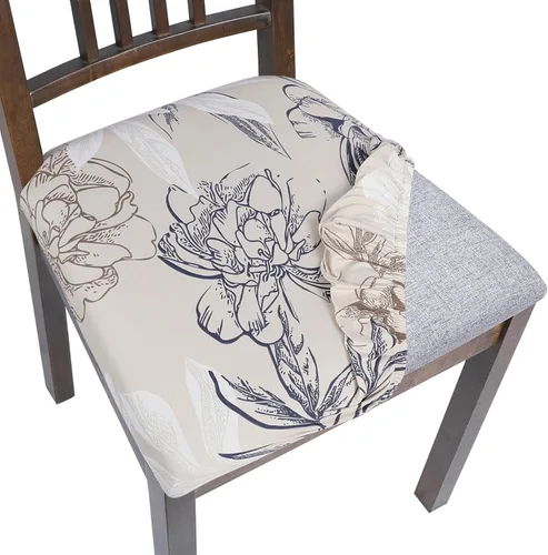 Vista 10 de SearchI Juego de 2 fundas de asiento para sillas de comedor, fundas de asiento elásticas con estampado, extraíbles y lavables, fundas de cojín